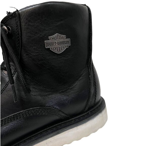 Harley Davidson Motorcycles Mens Black Leather Zip Lace Up Ankle Boots US 11.5M - Picture 11 of 14